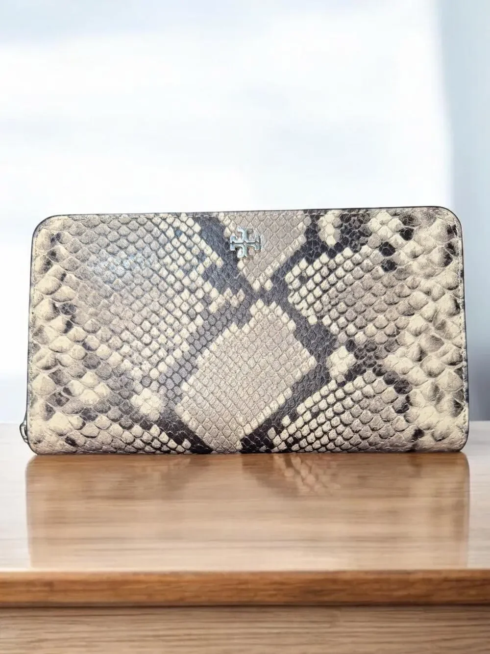Tory Burch Robinson Snake Skin Embossed Continental Wallet